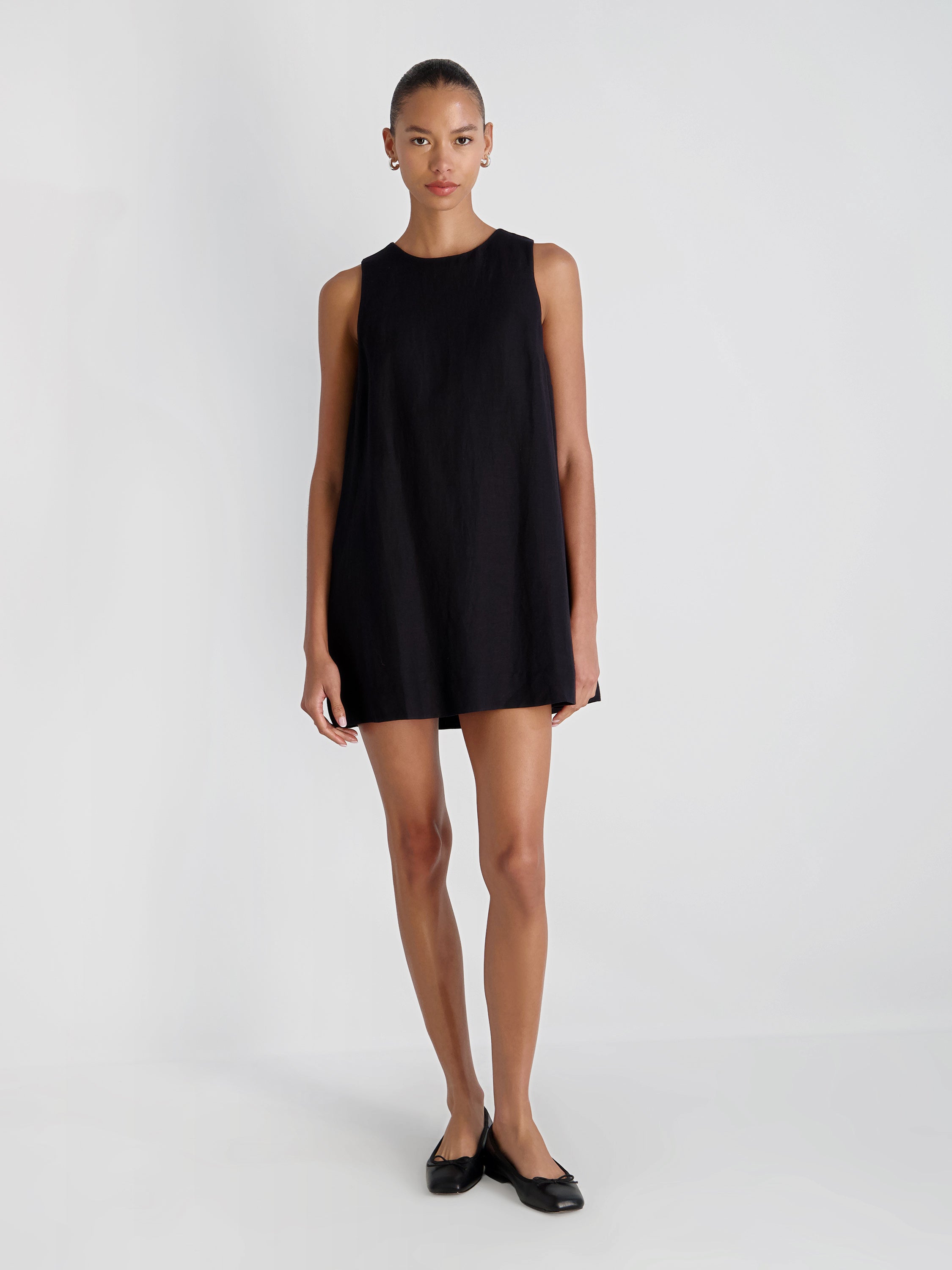 Cooper Linen Sleeveless Mini Dress in Black Cooper Linen Sleeveless Mini Dress in Black