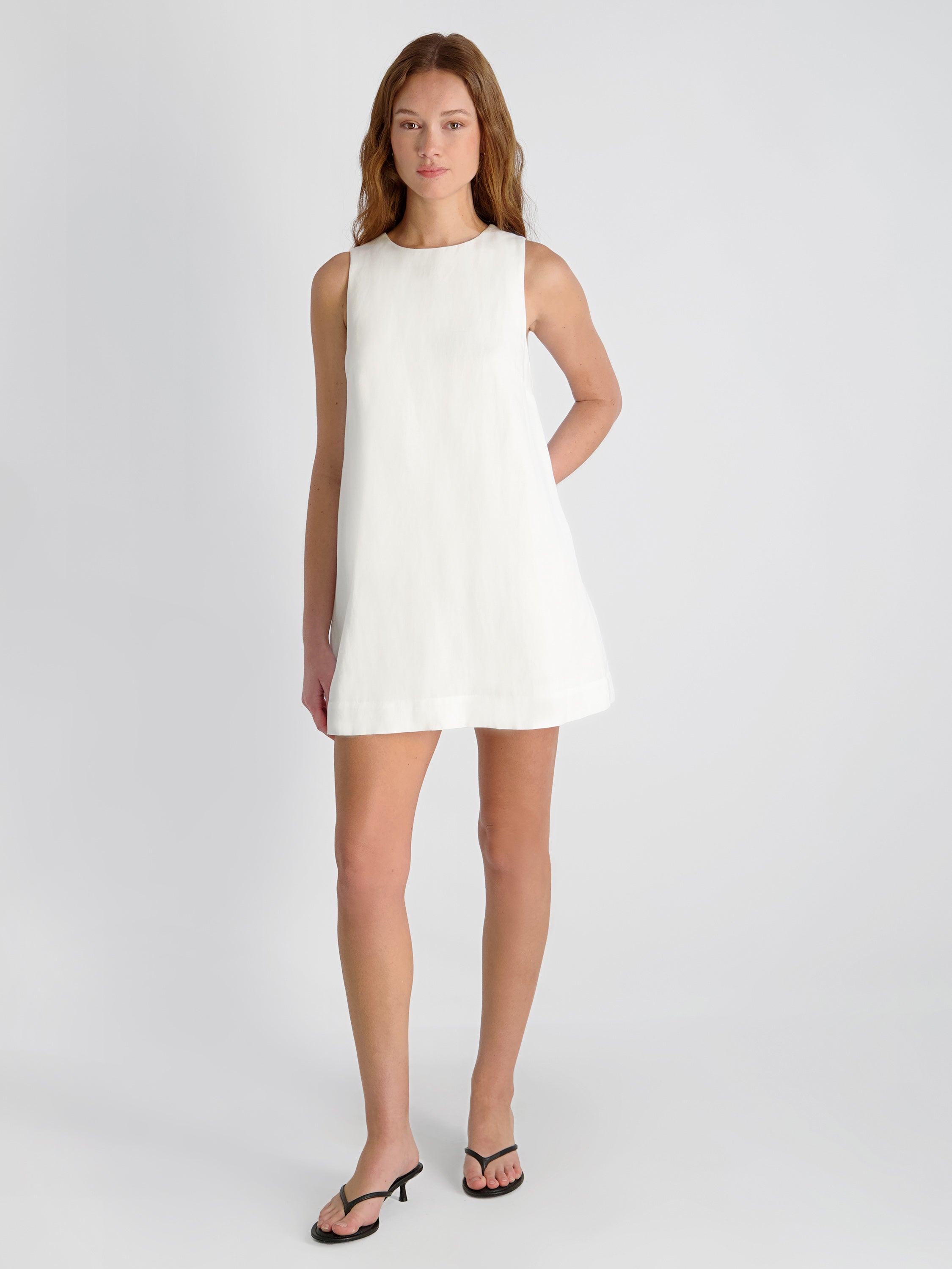COOPER LINEN SLEEVELESS MINI DRESS View 1 | White Dresses