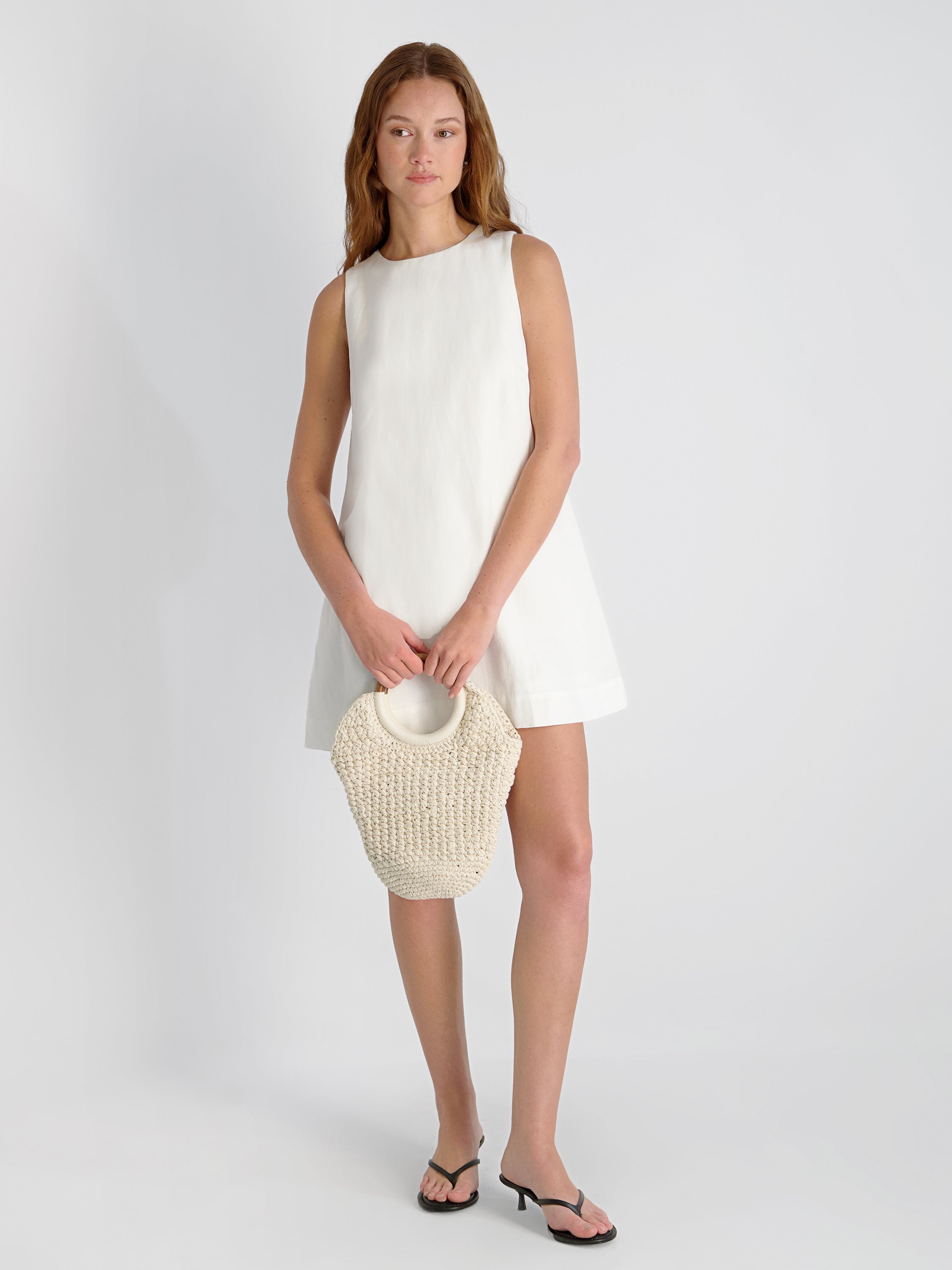 COOPER LINEN SLEEVELESS MINI DRESS VIEW 3 | Vacation Edit