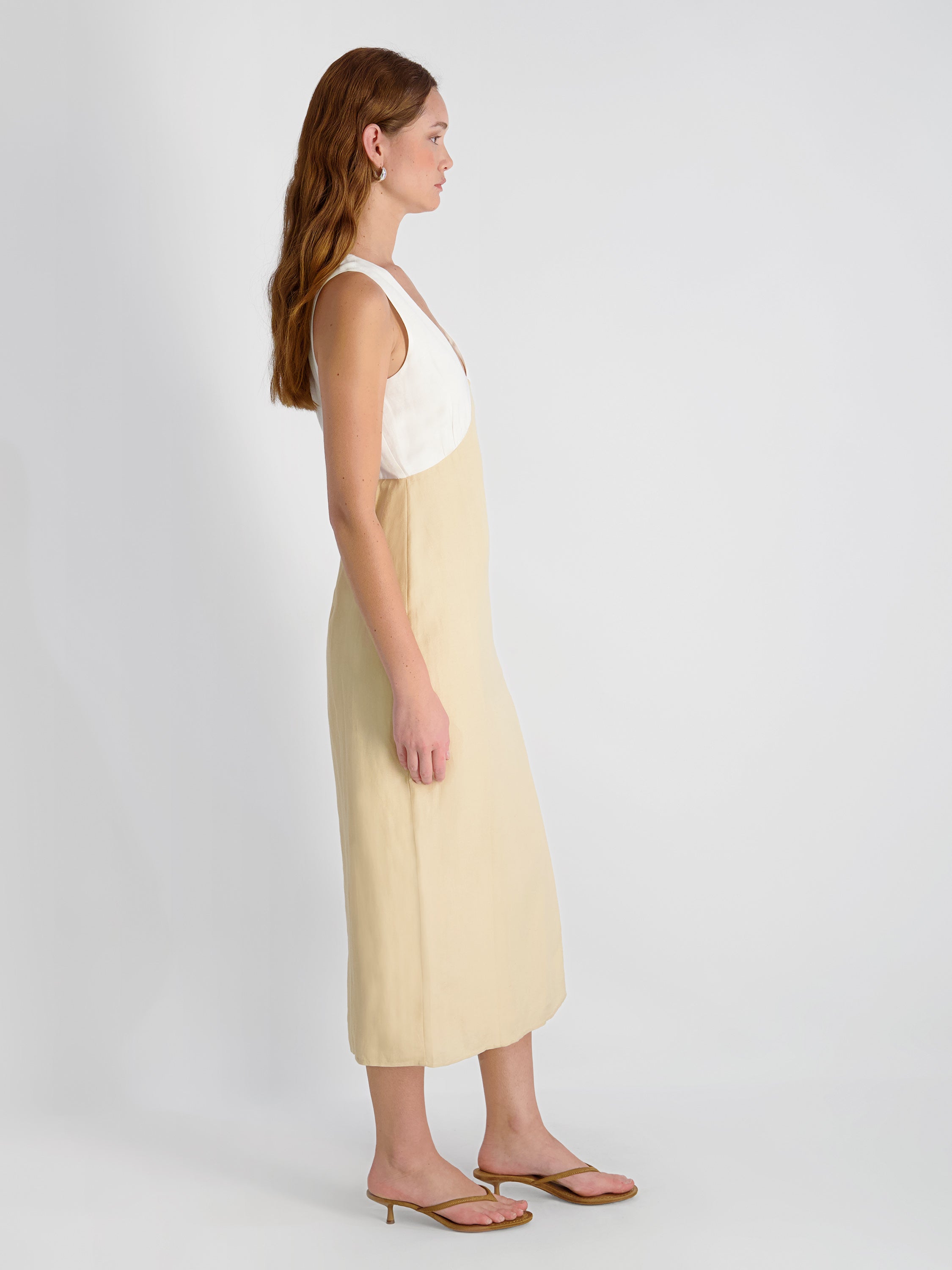 Cooper Linen V Neck Midi Dress | French Connection US