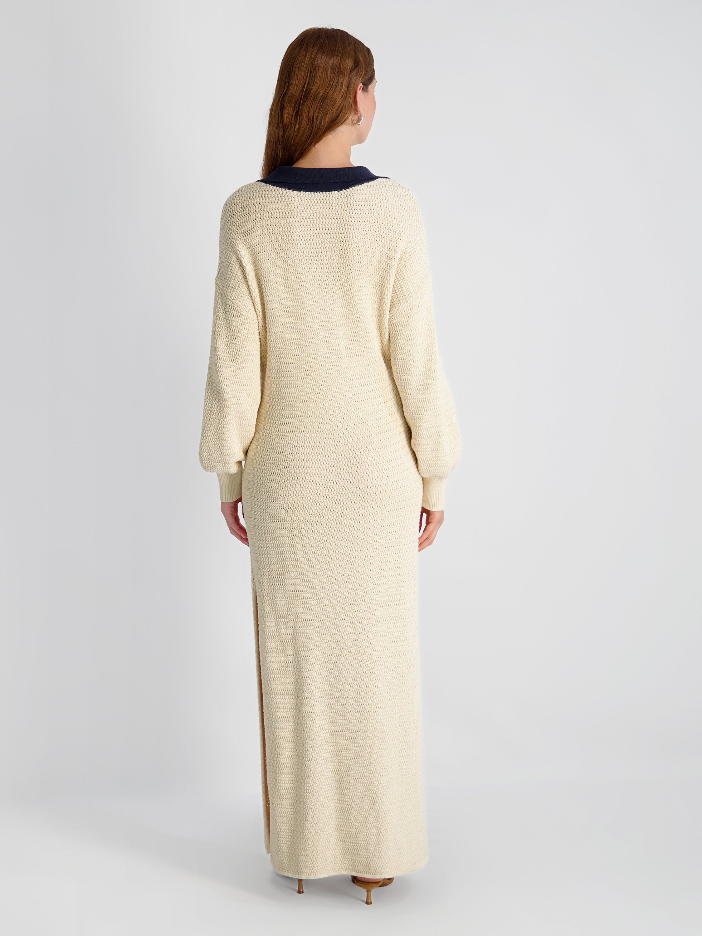 MOZART CONTRAST TEXTURE KNIT MAXI DRESS VIEW 3 | Vacation Edit