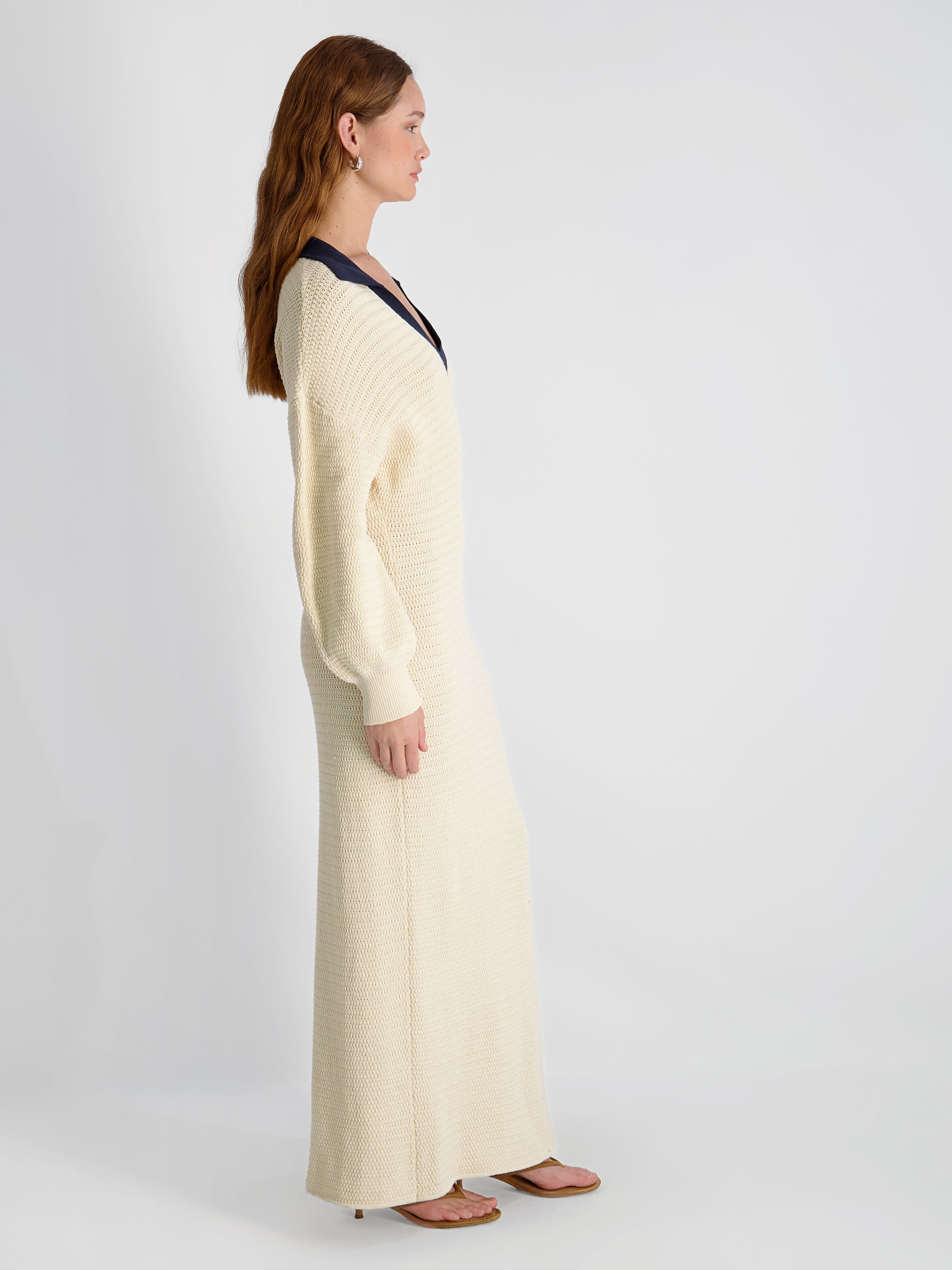 MOZART CONTRAST TEXTURE KNIT MAXI DRESS VIEW 4 | Vacation Edit