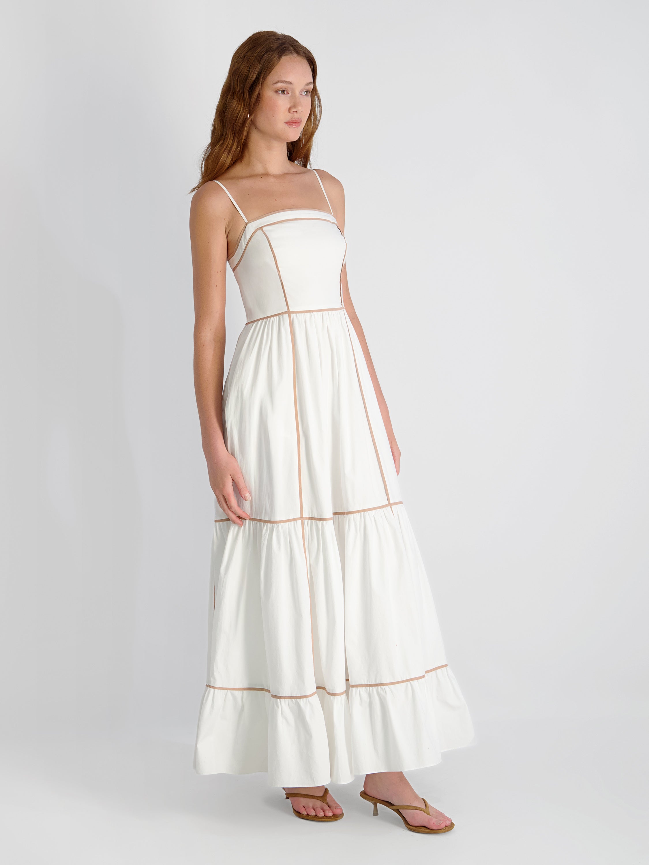 CAMBRIA COTTON CONTRAST TRIM MAXI DRESS VIEW 4 | Dresses