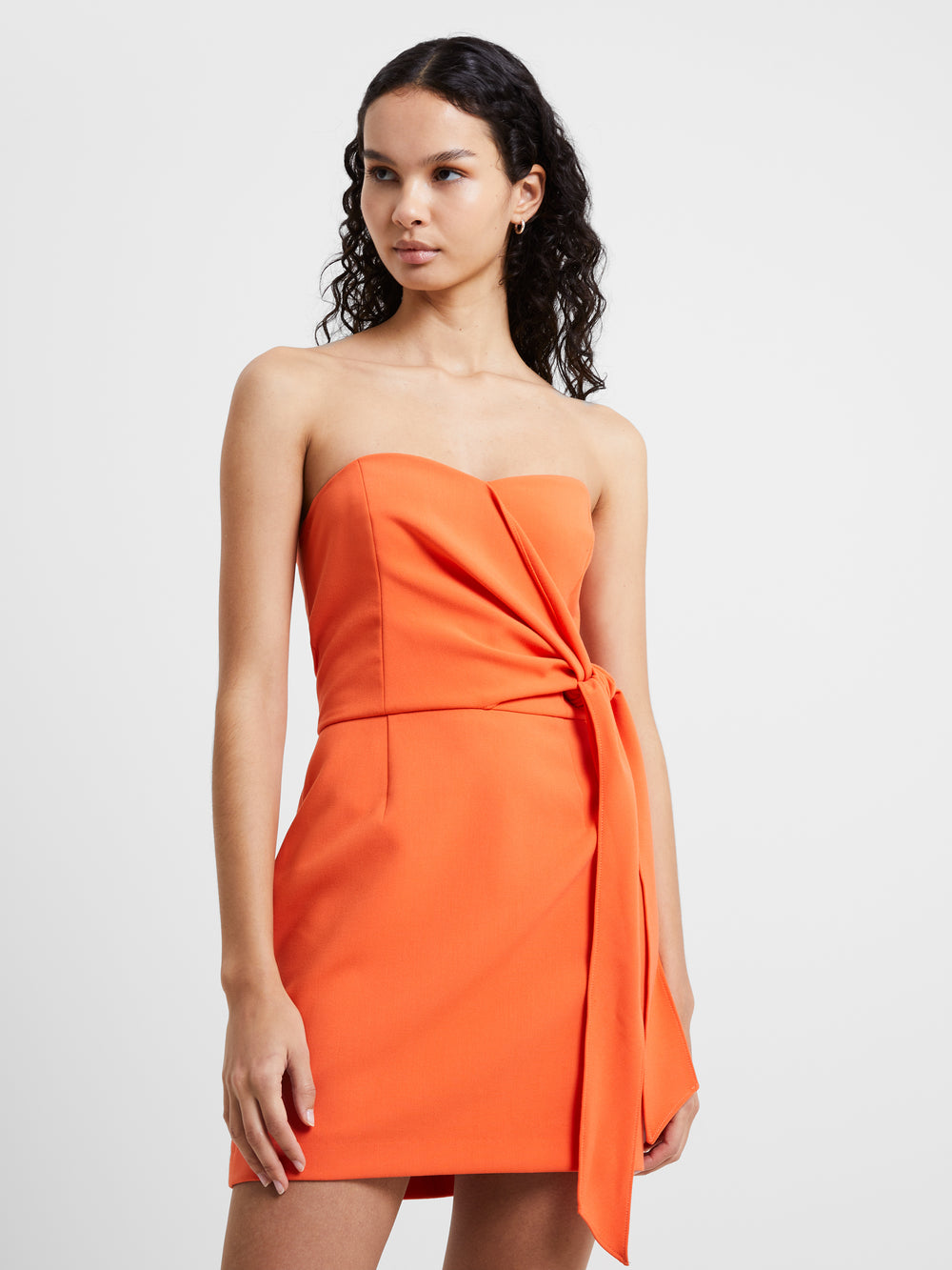 Whisper Strapless Bow Dress Neon Orange | French Connection US