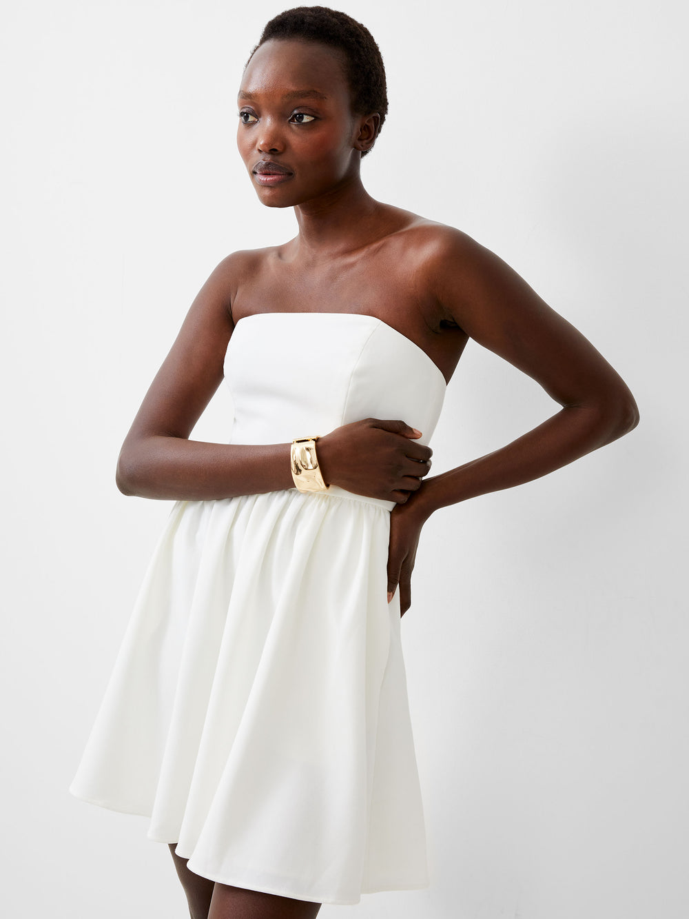 Whisper Strapless Peplum Dress Summer White French Connection US