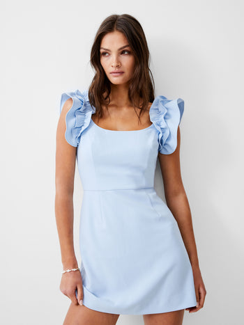 Whisper Sleeveless Ruffle Shoulder Dress