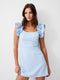 Whisper Sleeveless Ruffle Shoulder Dress