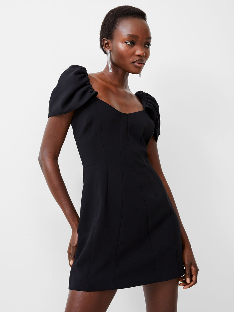 Whisper Gathered Sleeve Dress Blackout | French Connection US