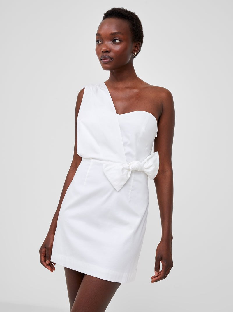 White one shoulder bow dress Clearance