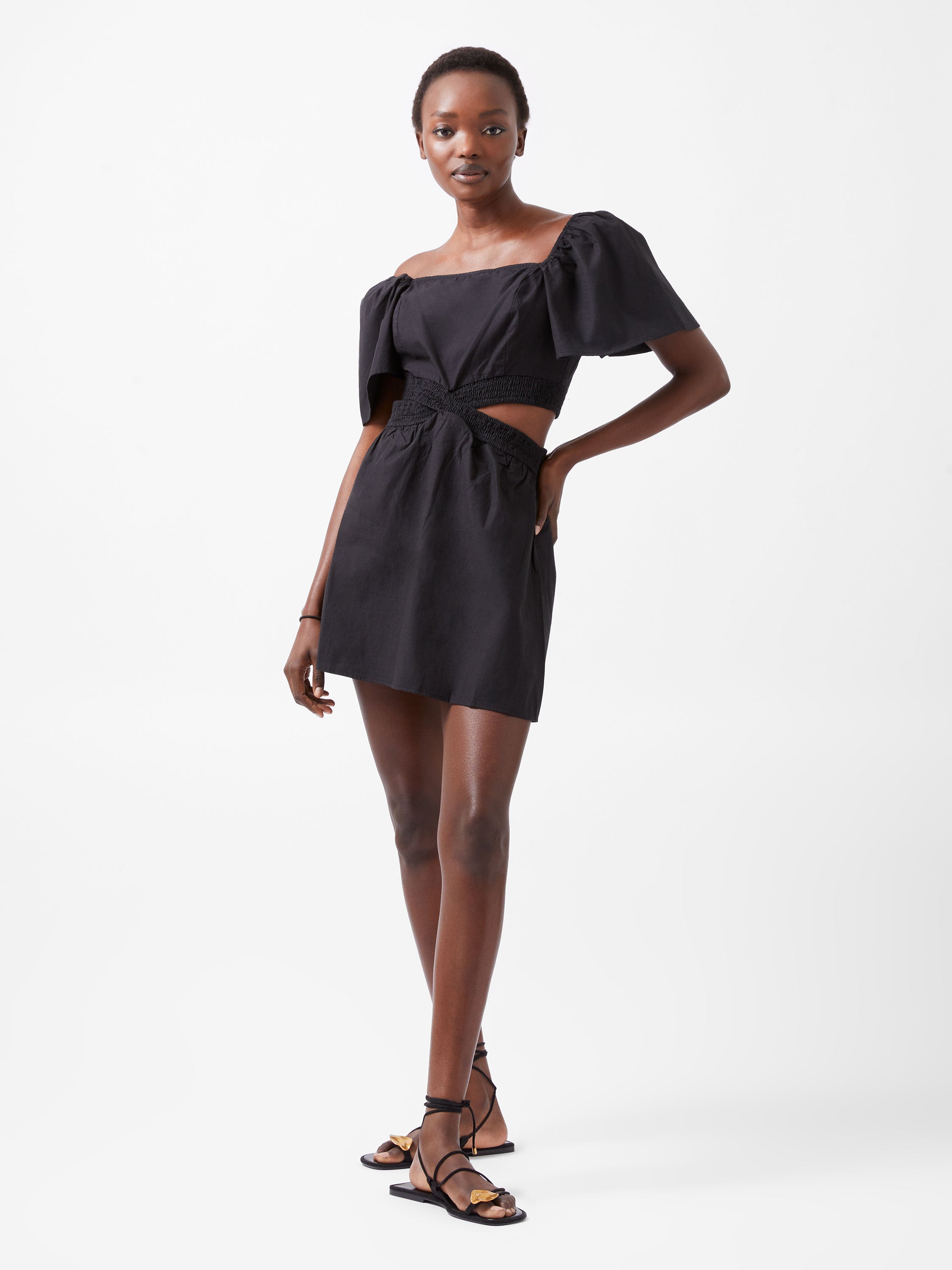 Alania Lyocell Cut Out Dress Black | French Connection US