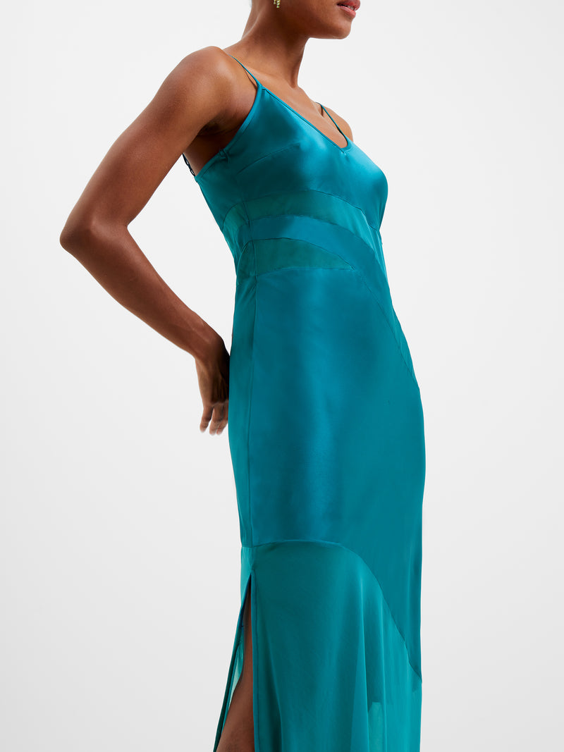 Inu Satin Strappy Maxi US Dress Connection Depths Ocean | French