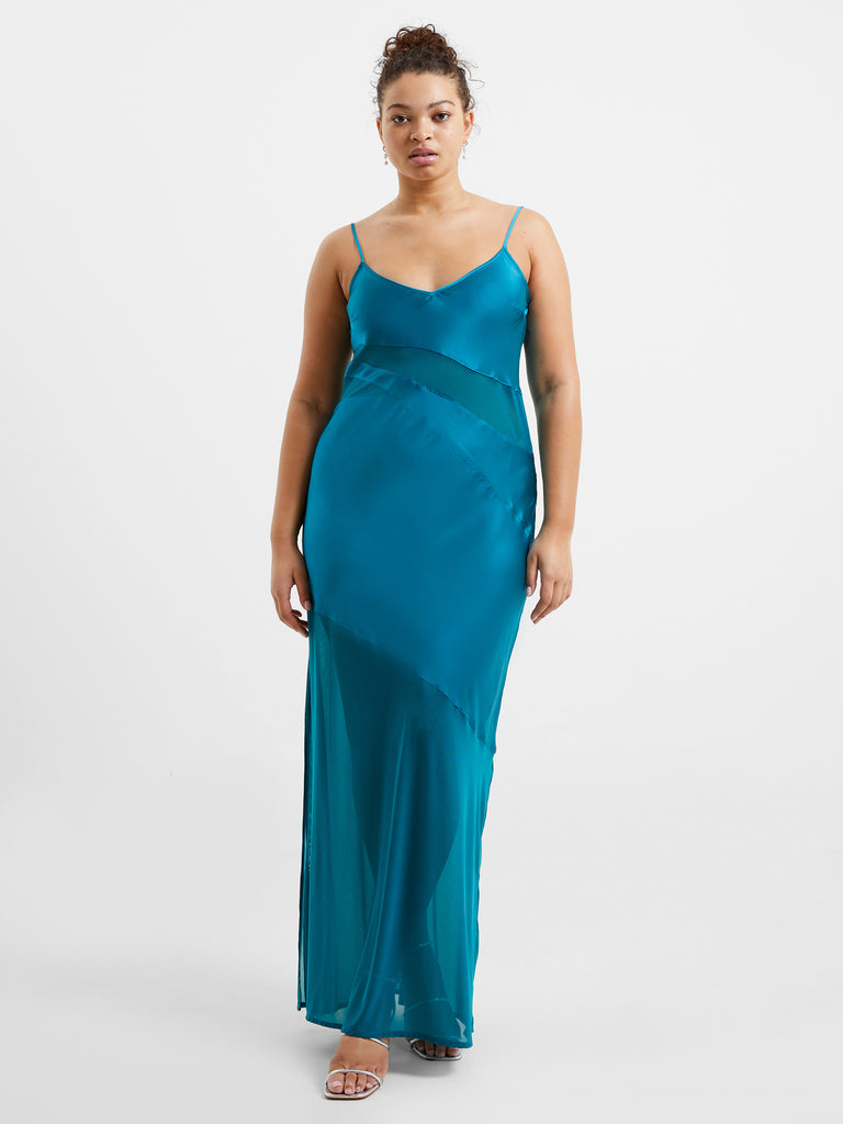 Inu Satin Strappy Maxi Dress Ocean Depths | French Connection US | Sommerkleider