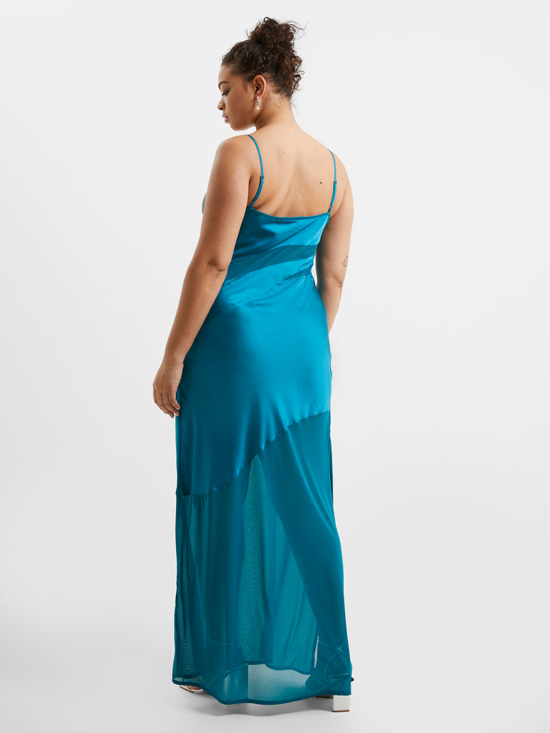 French US Ocean Connection Depths | Strappy Dress Maxi Satin Inu