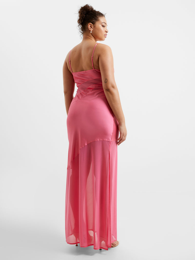 Connection | French Maxi US Strappy Dress Inu Satin Rose Camellia
