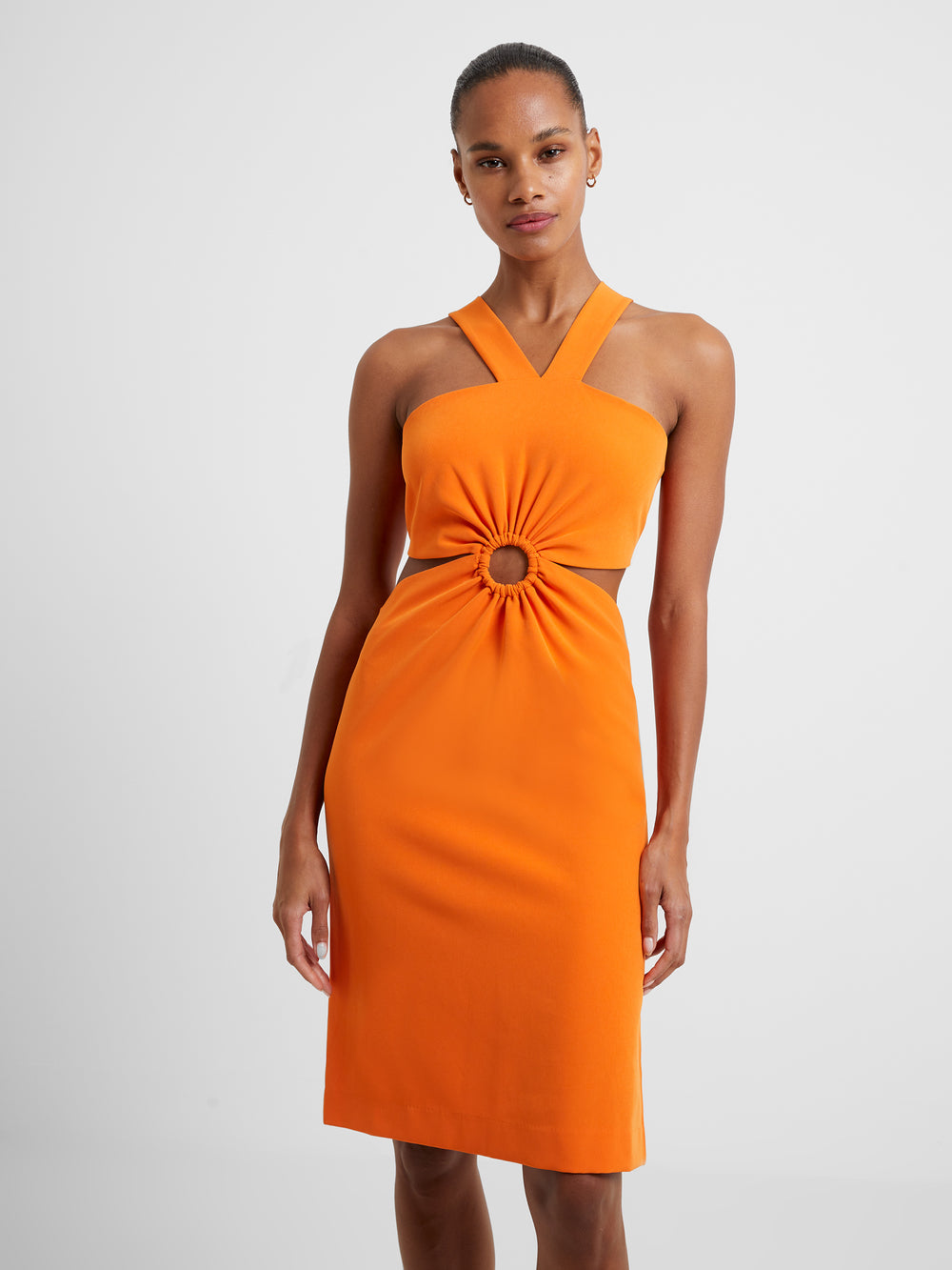 Echo Recycled Crepe Halter Ring Dress Mandarin Orange | French ...