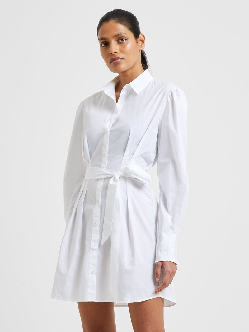 Rhodes Poplin Long Sleeve Shirt Dress Linen White