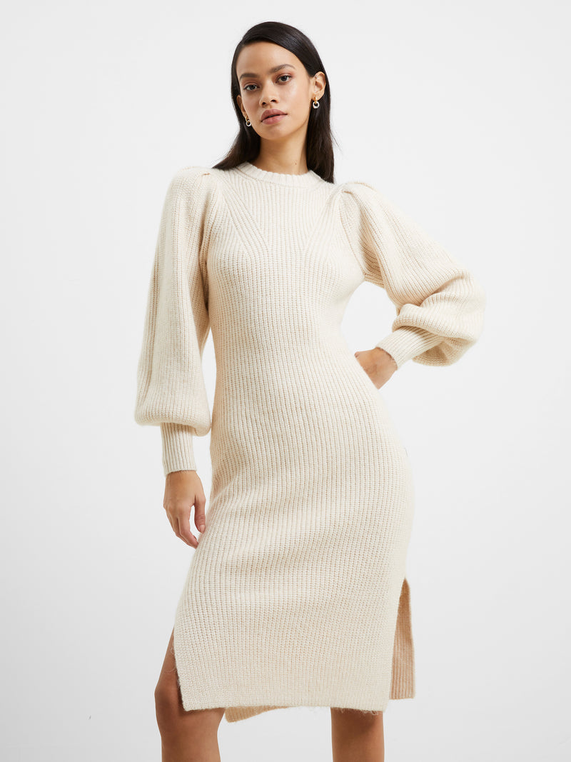Kessy Recycled Puff Sleeve Sweater Dress Oatmeal | French Connection US