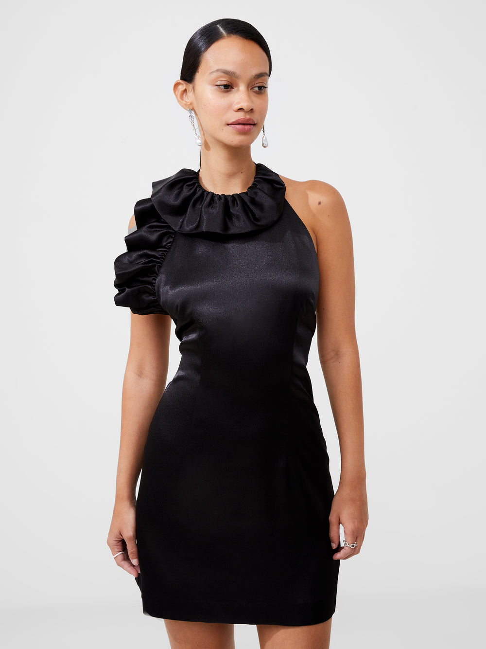Adora Satin Mini Dress Blackout | French Connection US