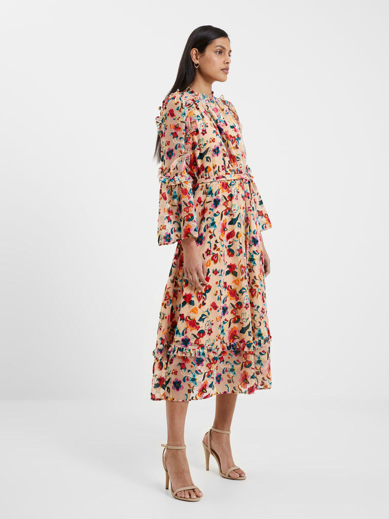 Avery Burnout Midi Dress Toasted Almond | French Connection US
