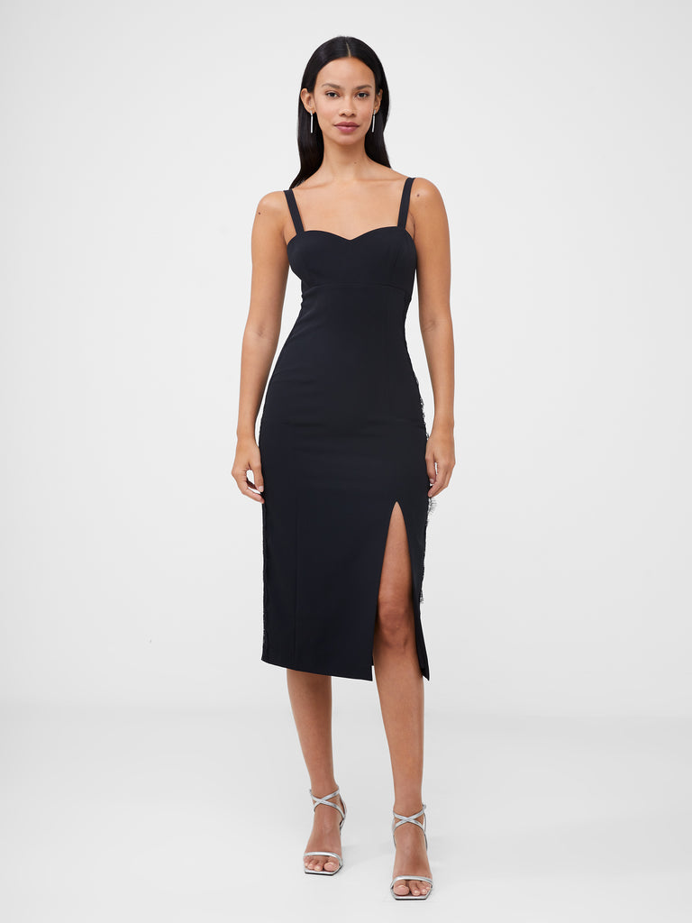 Echo Crepe Lace Dress Blackout | French Connection US