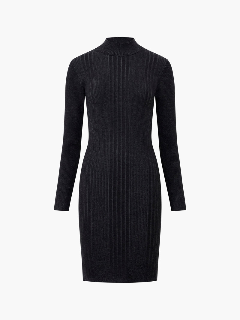 Fiona Merino Wool Fit And Flare Dress - Black - wool&