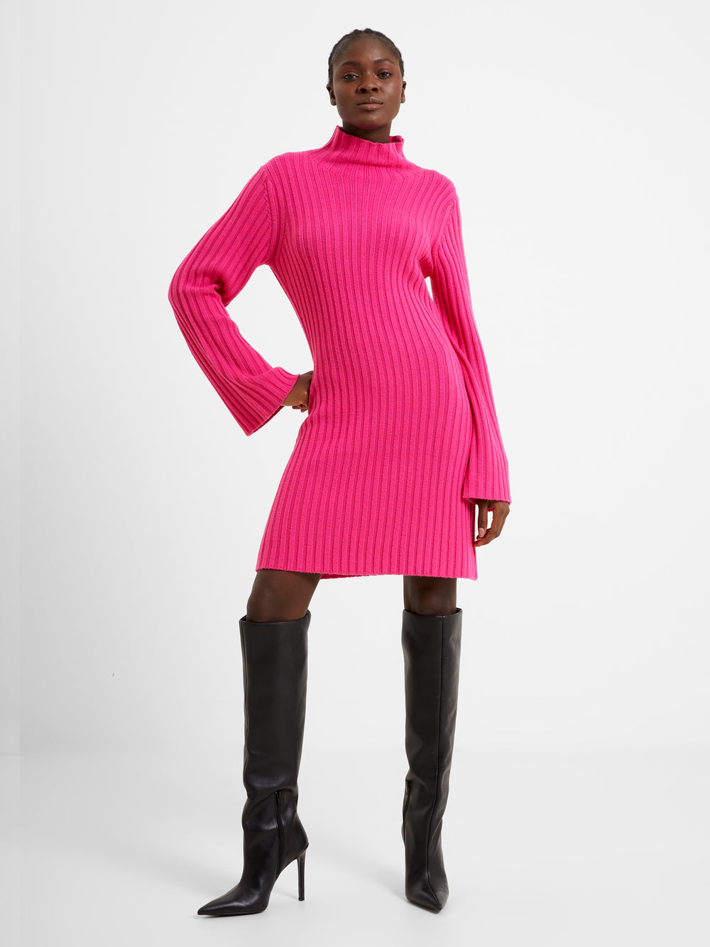 Babysoft Mock Neck Sweater Dress Fuchsia | French Connection US