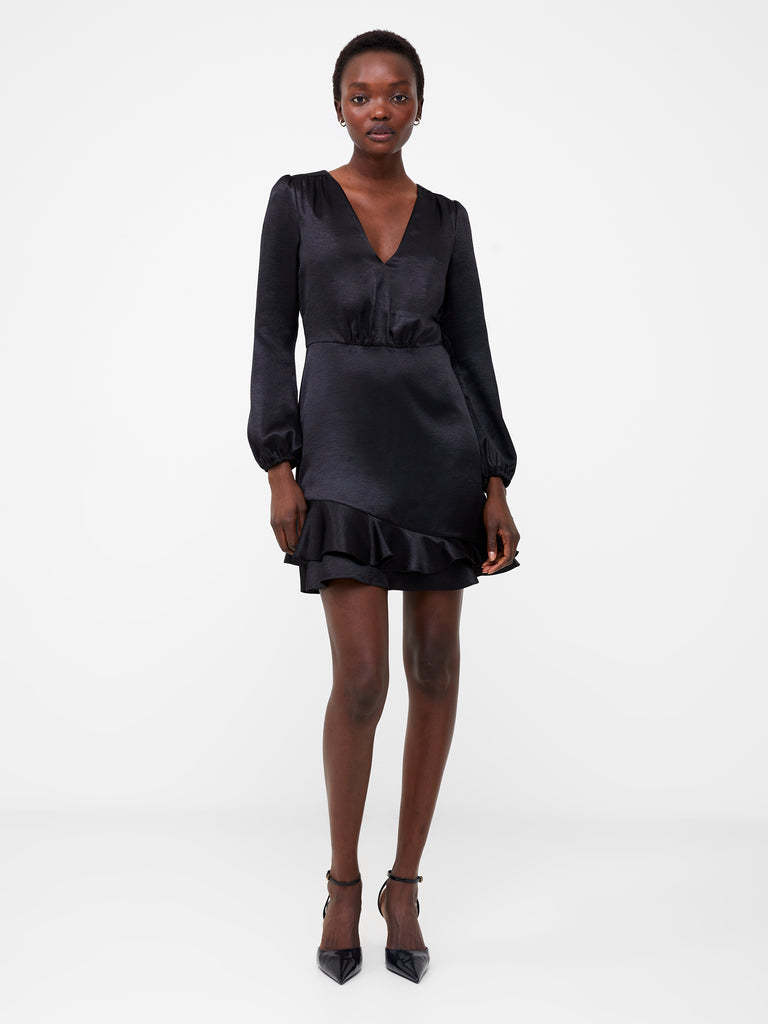 Denney Satin Dress Black | French Connection US