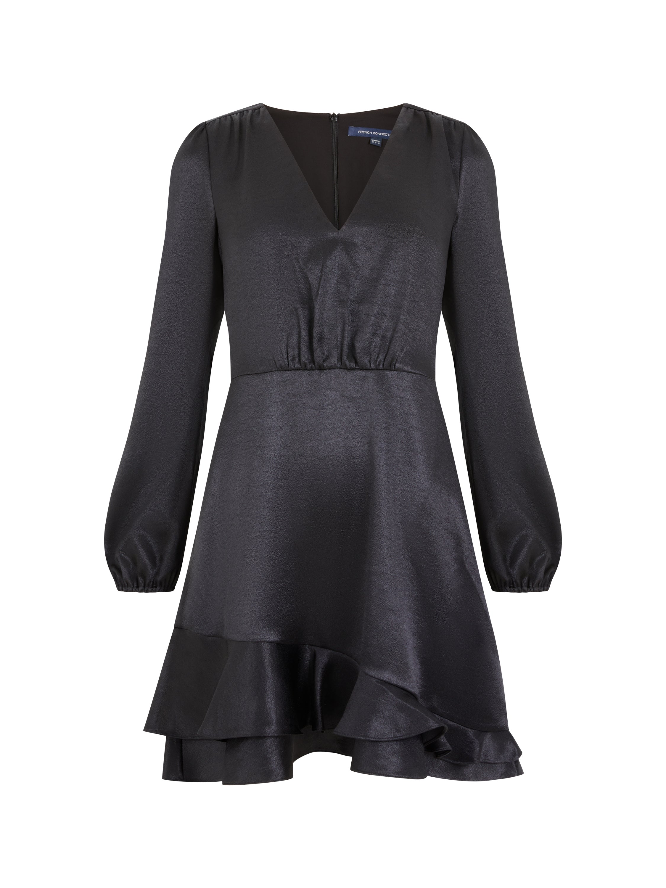 Denney Satin Dress Black French Connection US