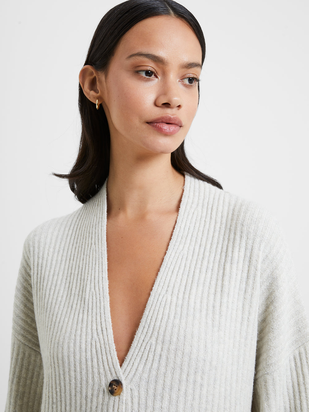Dress Oatmeal US Light | Button Mel Connection Down Ribbed Vhari Sweater French