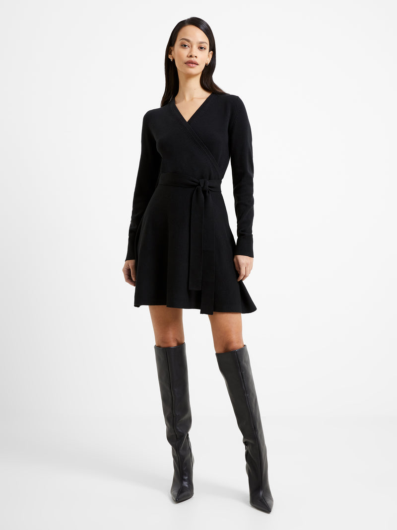 Babysoft Wrap Mini Dress Black | French Connection US