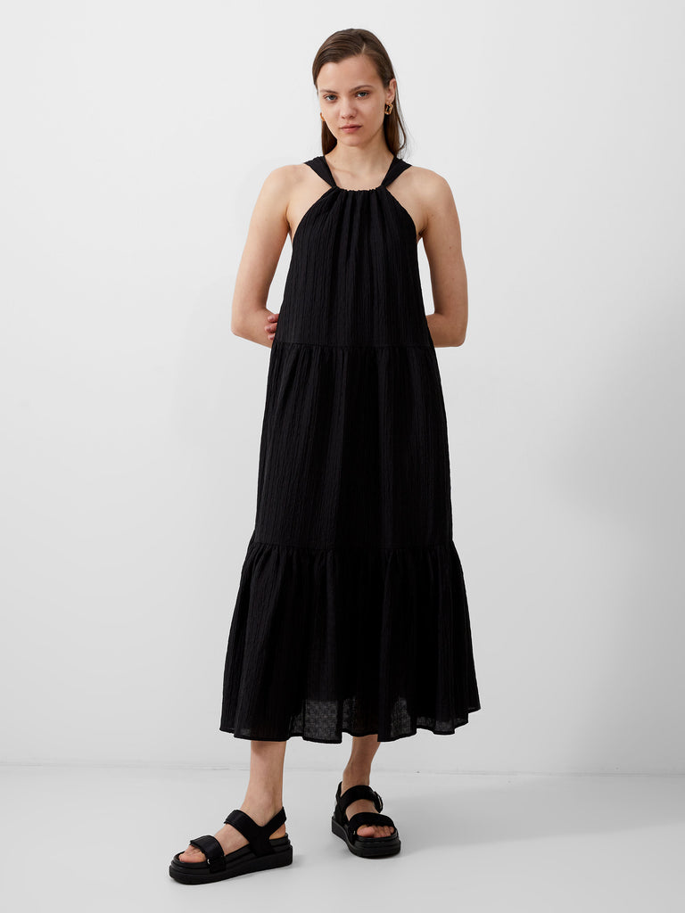 Aleska Textured Dress Black | French Connection US