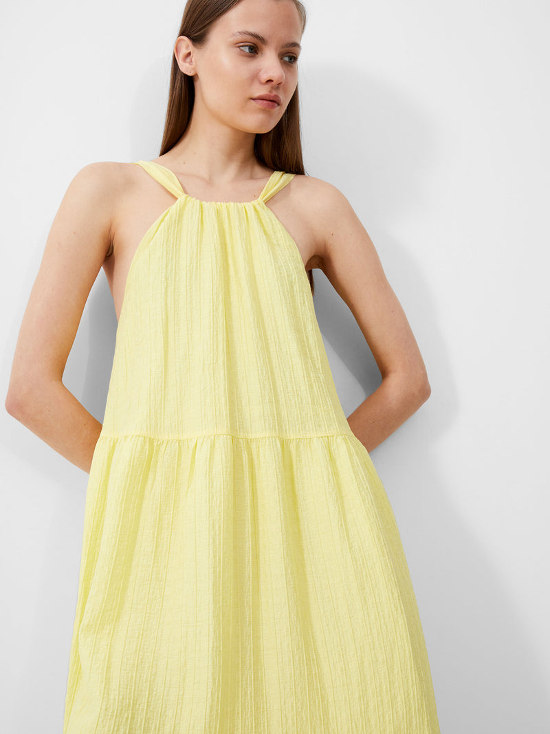 Aleska Textured Dress Lemon Gelato French Connection US