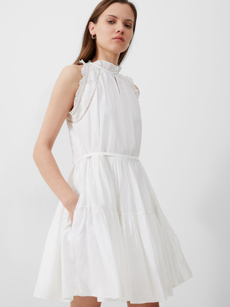 Emily Tiered Flared Dress Summer White French Connection US
