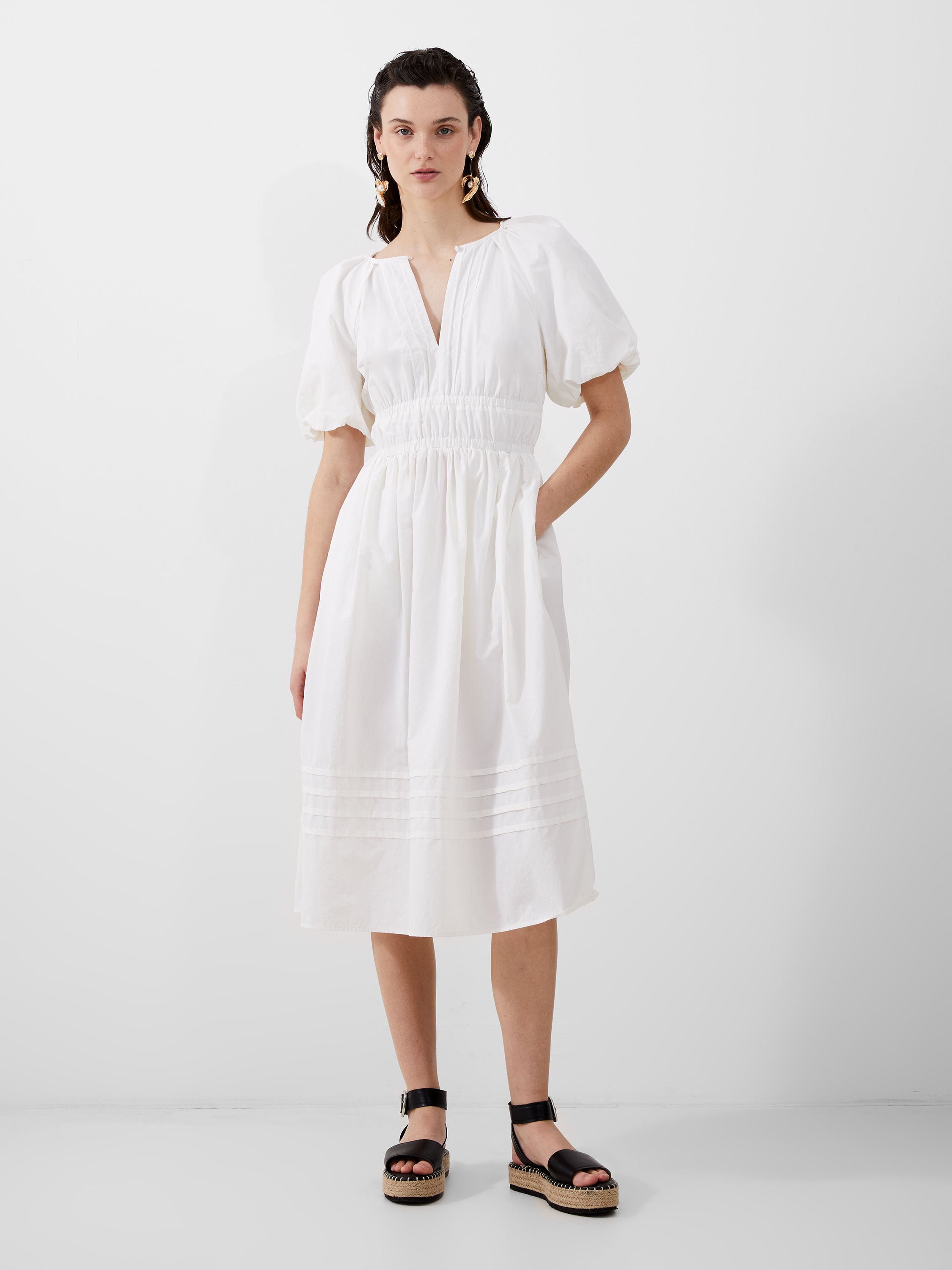 Alora Midi Dress Summer White | French Connection US