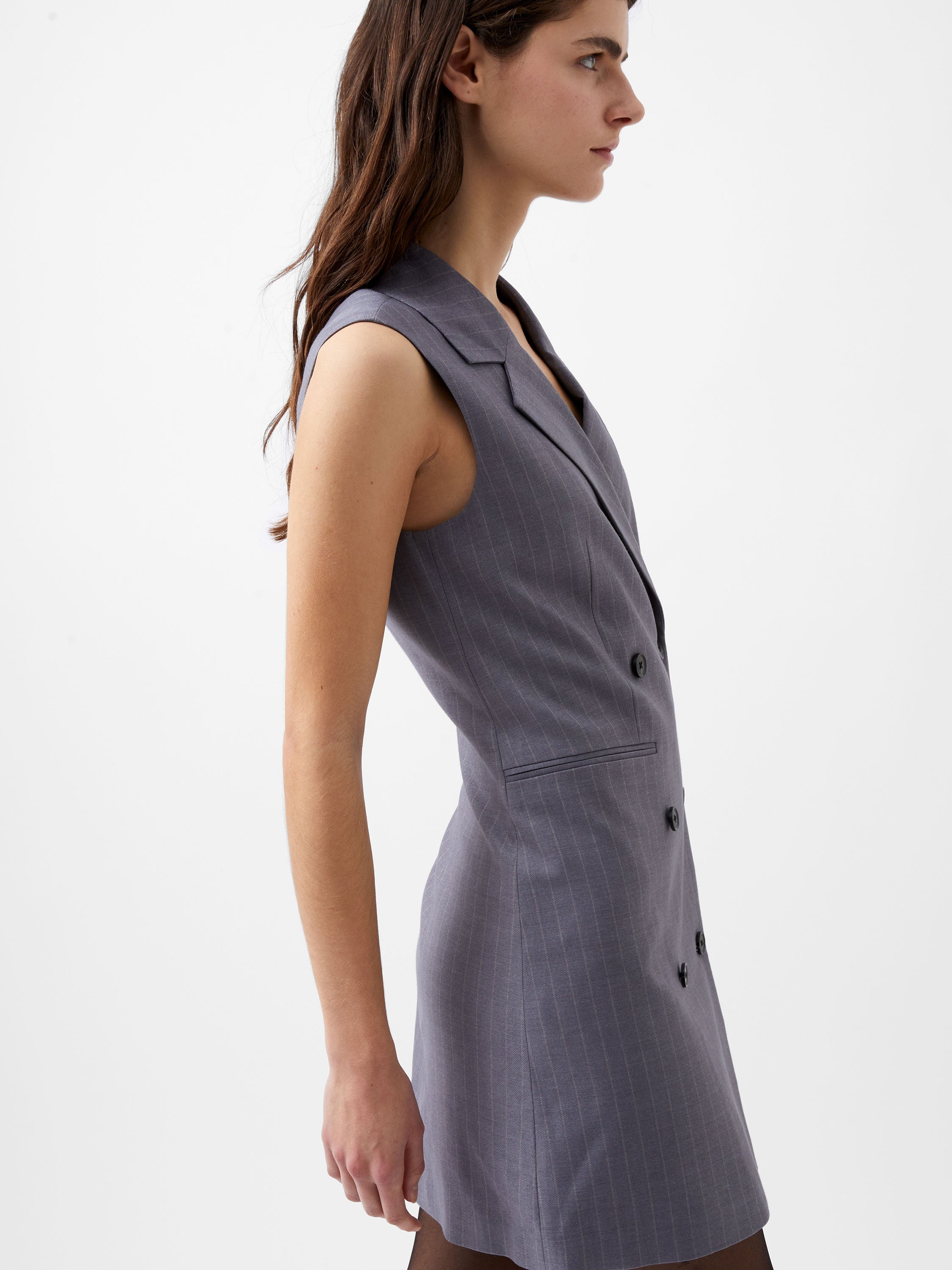 Fiorella Pinstripe Tuxedo Dress