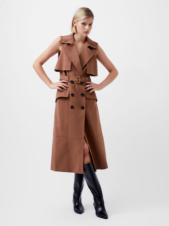 Azra Twill Sleeveless Trench Dress