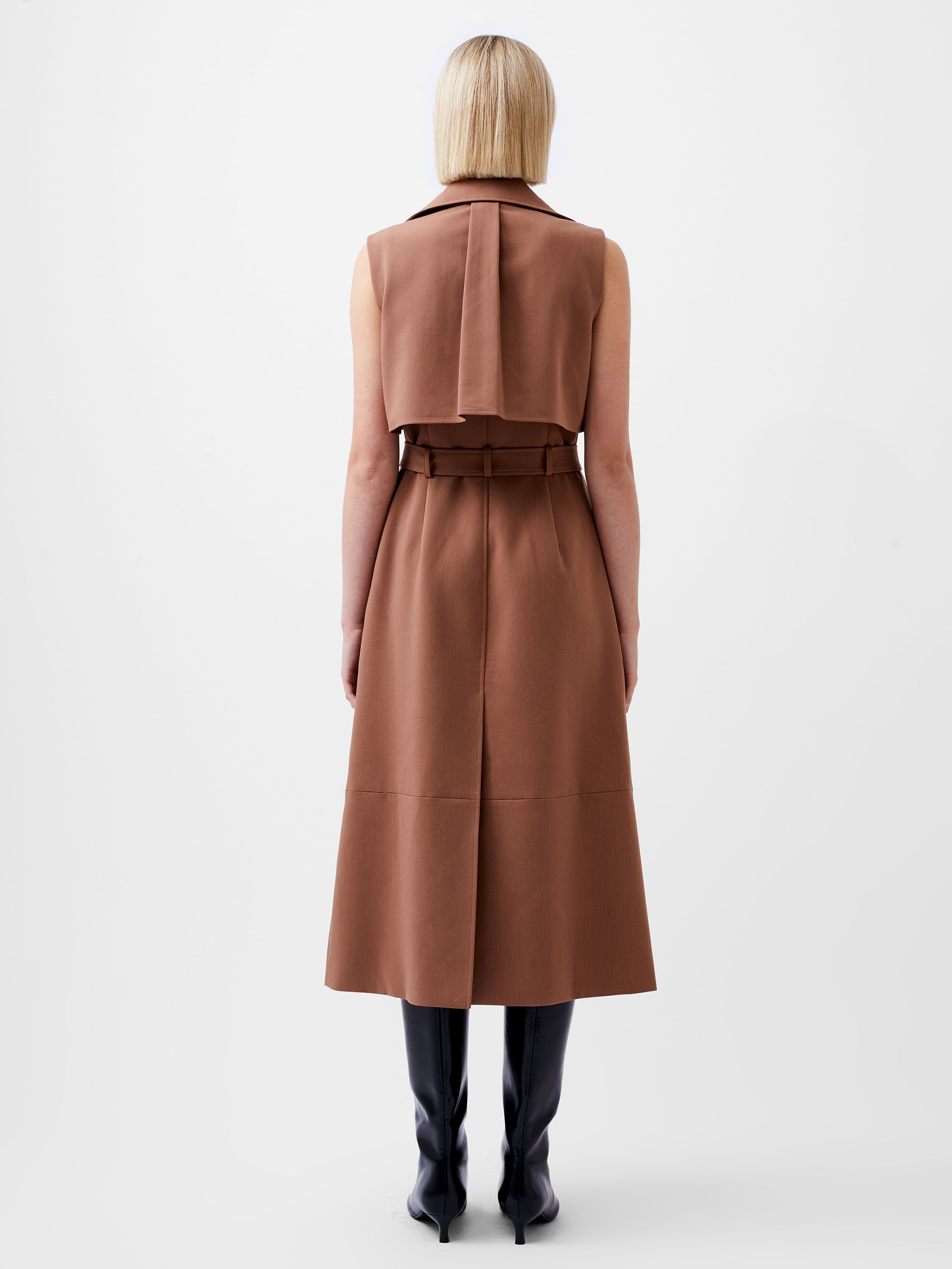 Azra Twill Sleeveless Trench Dress Camel | French Connection US