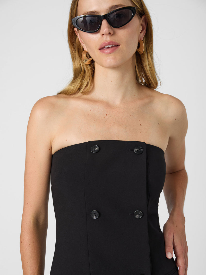 Azra Twill Strapless Mini Dress Black | French Connection US