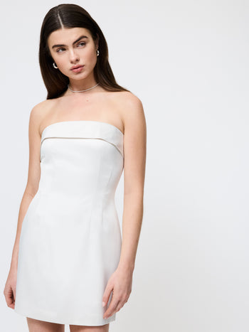 Structured Satin Strapless Dress