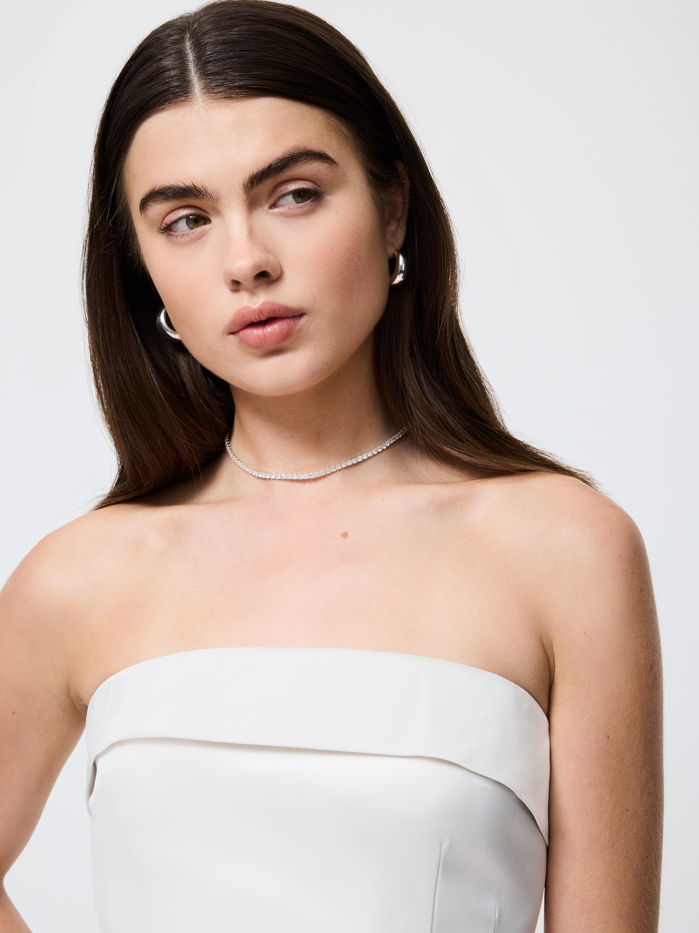 Structured Satin Strapless Dress