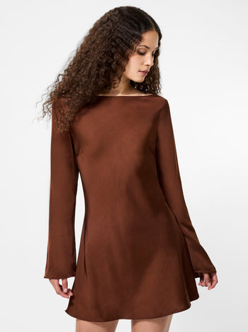 Ennis Satin Longsleeve Mini Dress