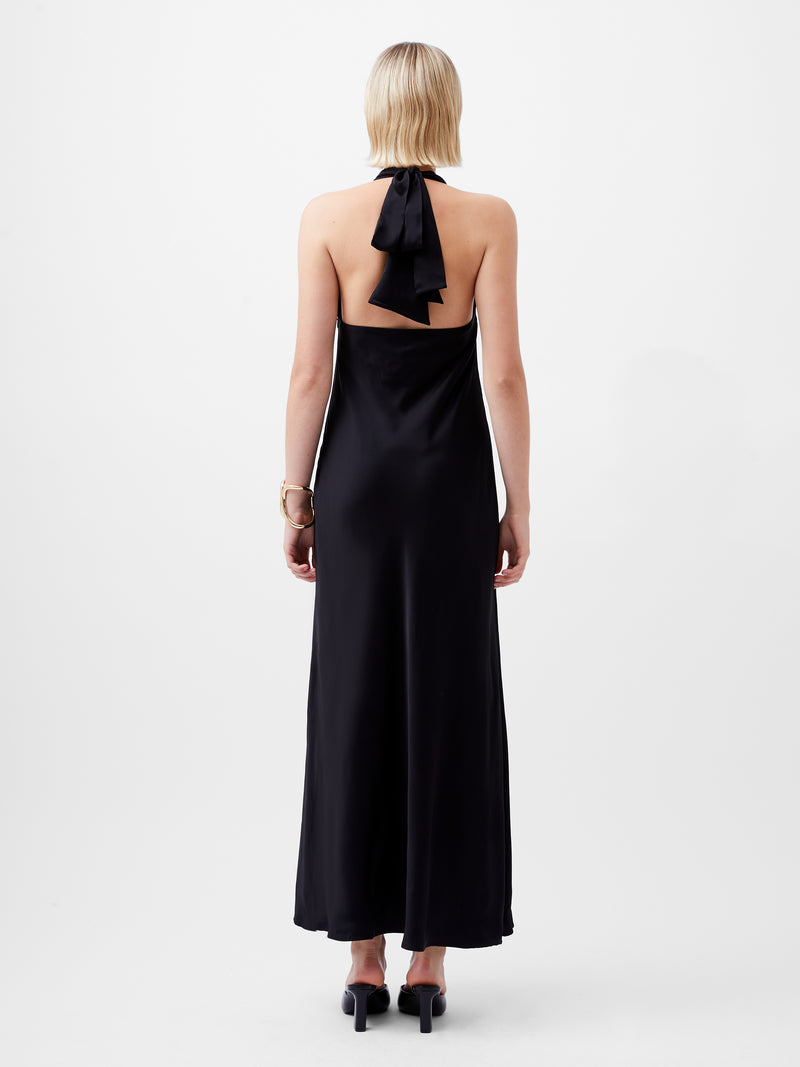 Ennis Satin Halter Midi Dress Black | French Connection US