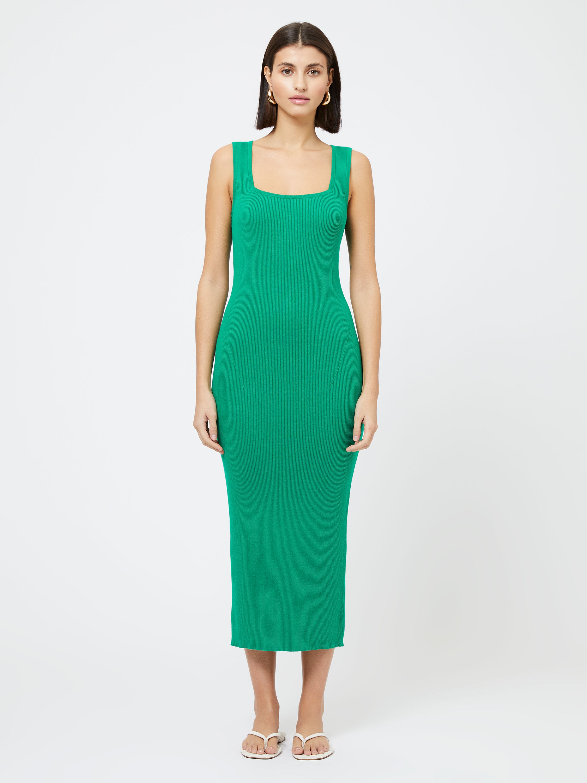 Mozza Square Neck Sleeveless Dress Green Tambourine | French