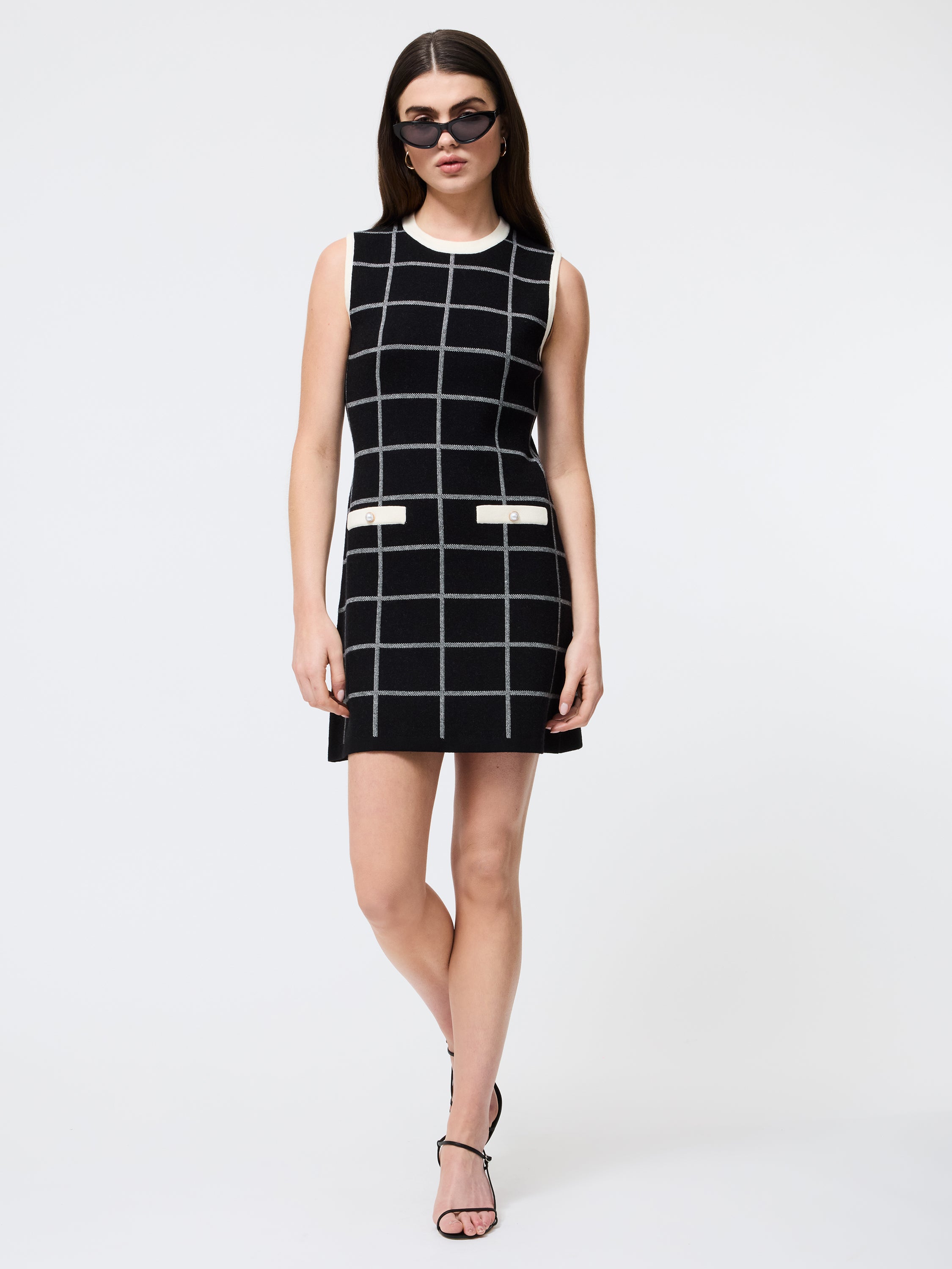Check Sleeveless Crew Dress