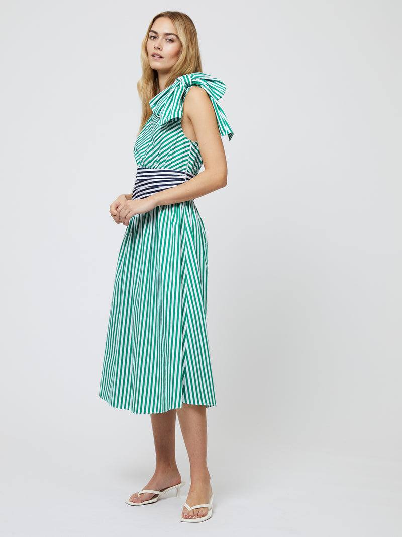 Alexis Cotton One Shoulder Striped Dress