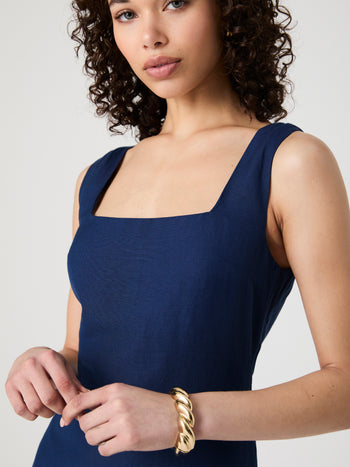 Birdie Linen Square Neck Mini Dress
