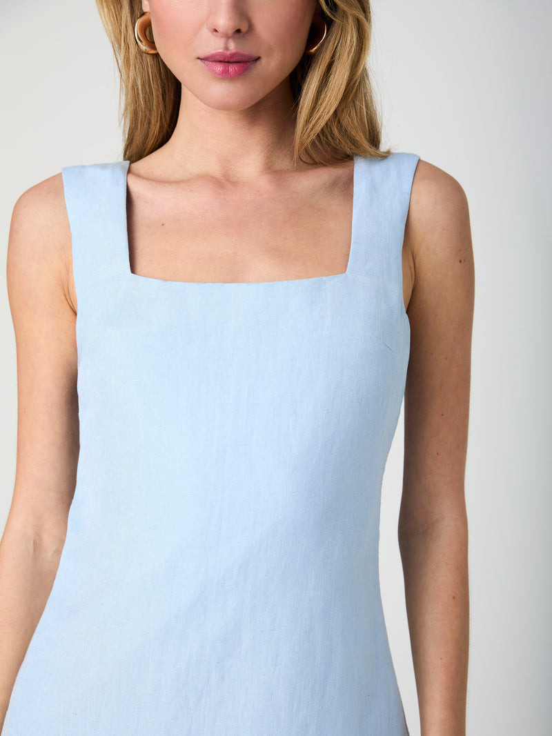 Birdie Linen Square Neck Mini Dress