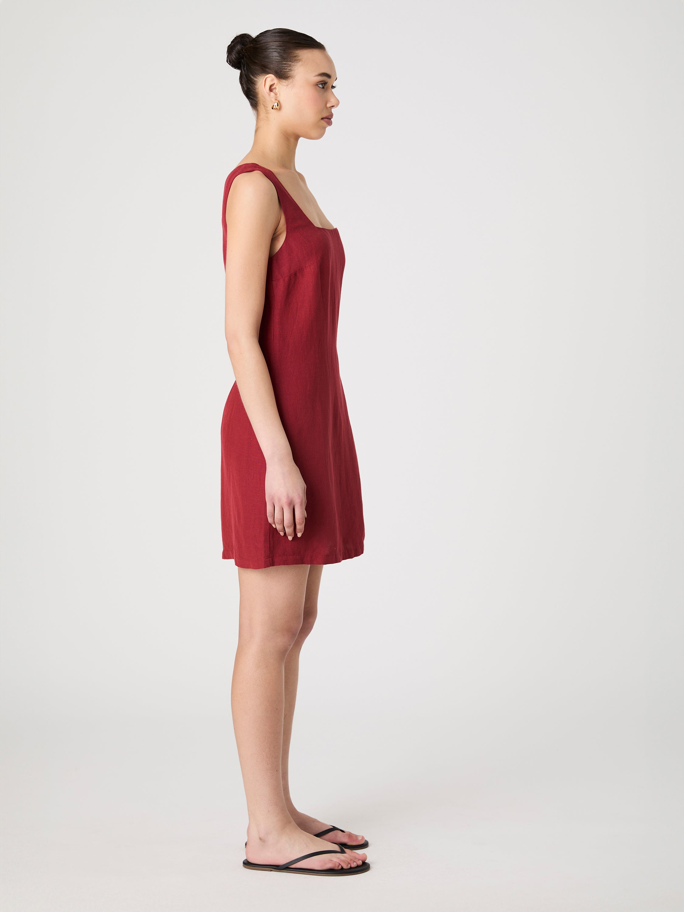 Birdie Linen Square Neck Mini Dress