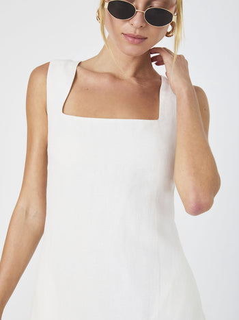 Birdie Linen Square Neck Mini Dress