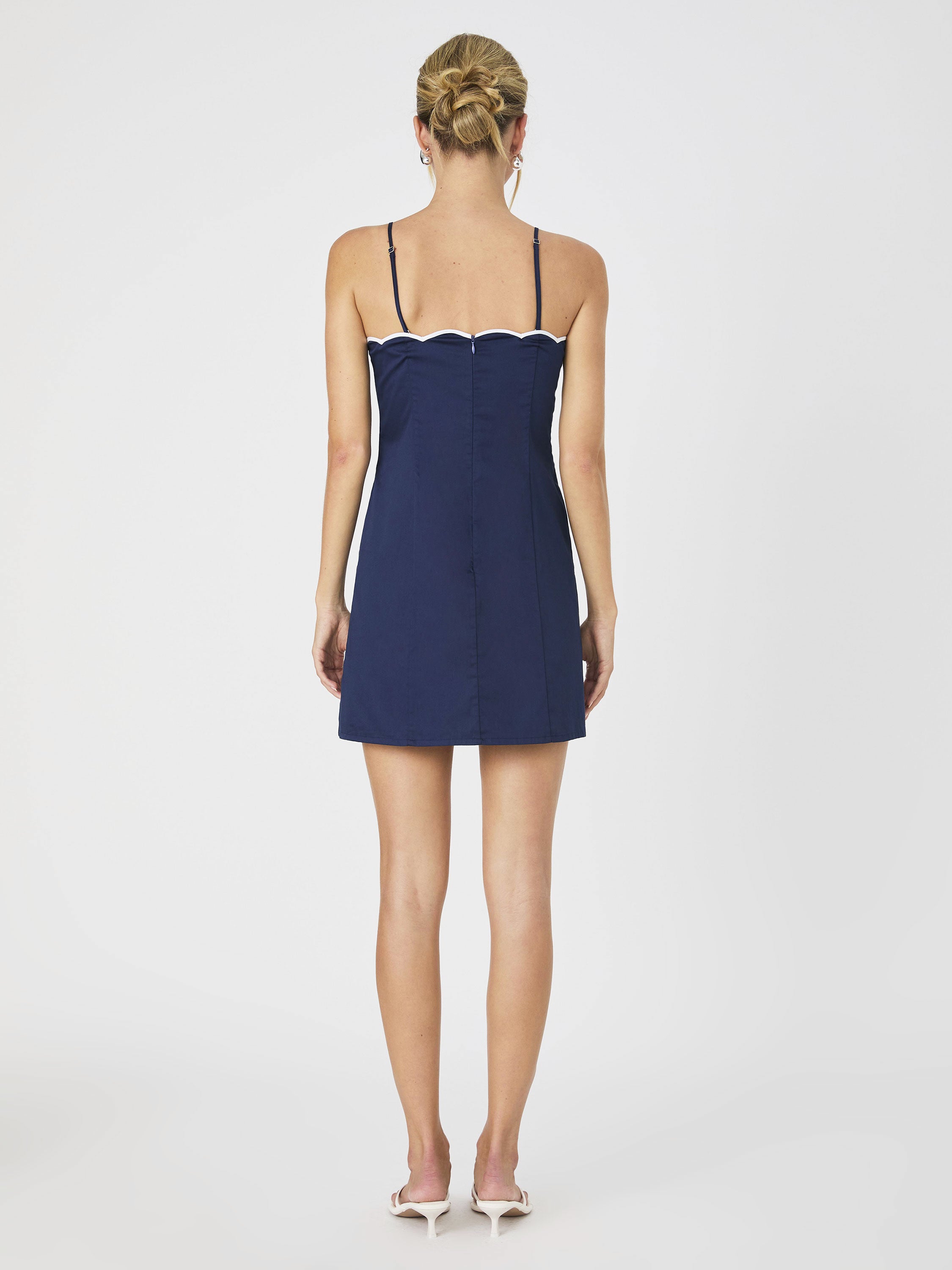 Alexis Cotton Scallop Mini Dress Marine/Summer White Alexis Cotton Scallop Mini Dress Marine/Summer White